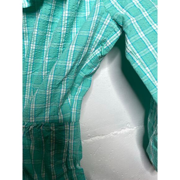 NEW J. CREW Ruffle Neck 3/4 Sleeve Peplum Hem Plaid Mini Dress Size 6 - Picture 8 of 12